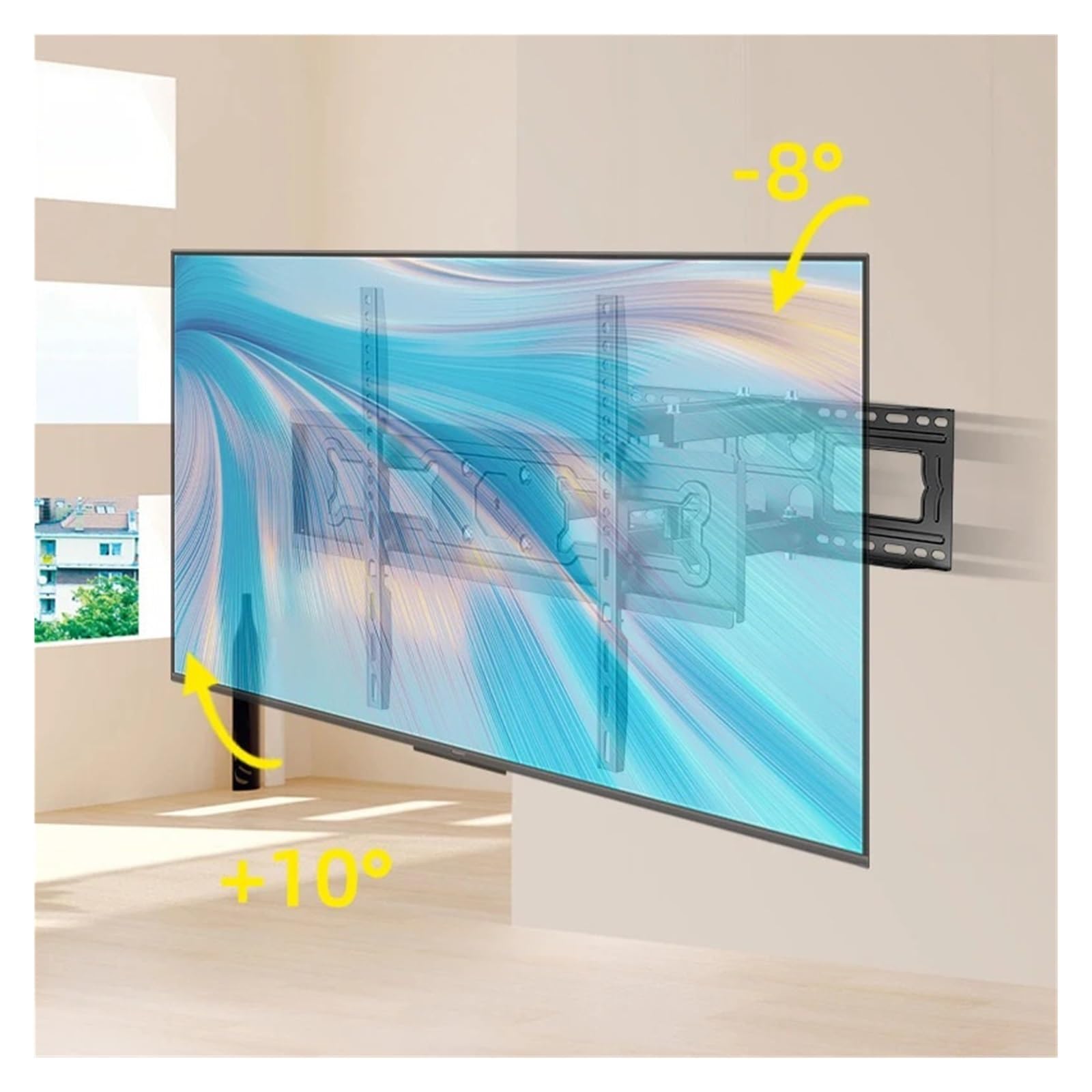 Staffa da parete for TV Full Motion da 32-70 pollici, 35 kg | Braccio estensibile girevole, VESA 600x400mm, montaggio a parete domestica