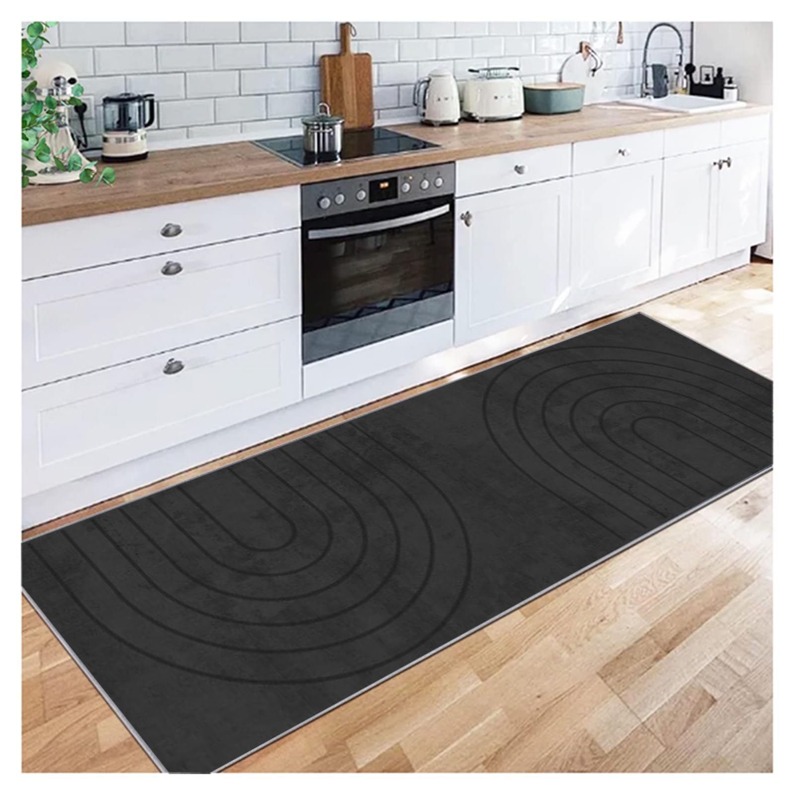Siunwdiy Black Carpet Runners 120x180cm, Vintage Non Slip Long Hallway Rug, Washable Runner Rugs for Kitchen, Entryway, Bedroom, Living Room, Laundry Room, Narrow and Durable — image 1