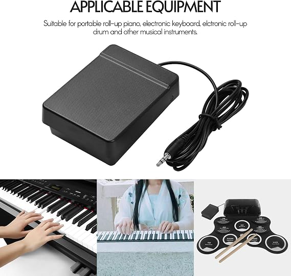 3.5mm Interface Compact Sustain Pedal Universal Single Pedal Musical Instrument Portable Roll Up Piano Electronic Keyboard Elctronic Roll Up Drum