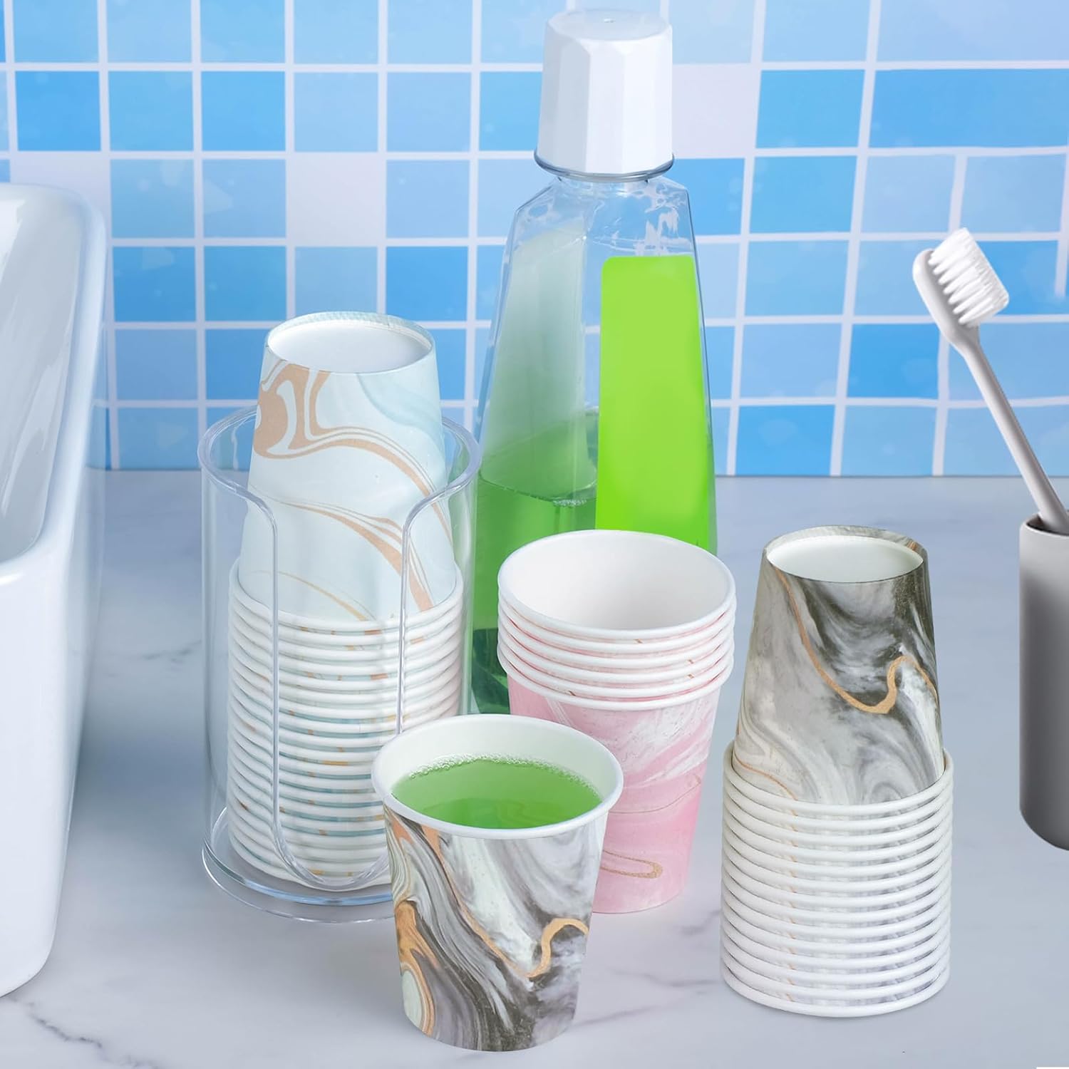 300 Pack 5 oz Paper Cups, Disposable Bathroom Cups, Colorful Mouthwash Cups, Small Disposable Paper Cups, Mini Cup for Party, Picnic, BBQ, Travel and Event - Image 4