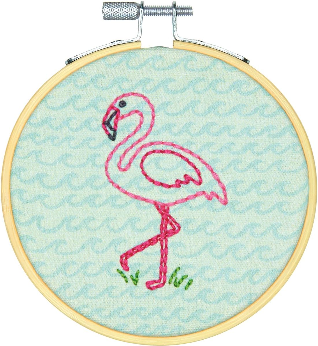 Dimensions 'Flamingo Fun' Short N' Sweet Mini Embroidery Kit for Beginners, 4''