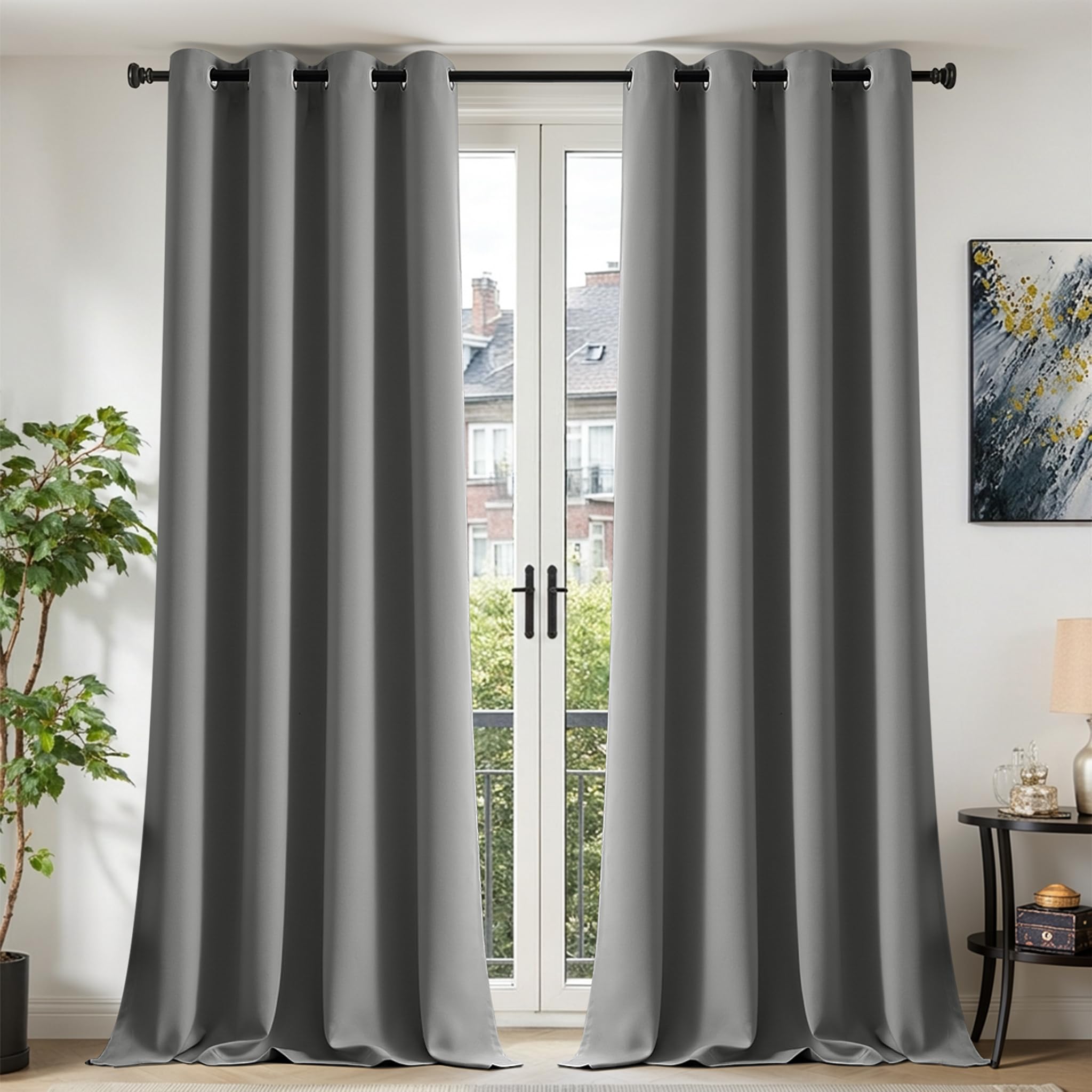 TOPICK Light Grey Blackout Curtains, 2 PCS Thermal Room Darkening W55xL102 — image 1