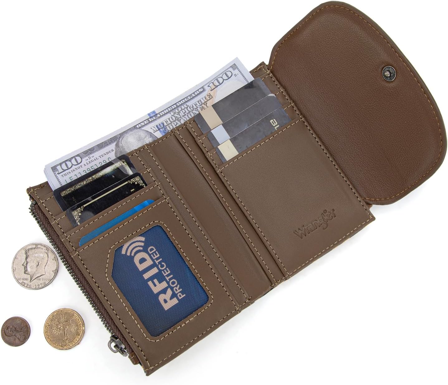 Montana West X Wrangler Leopard Print Women's Wallets, Card Cases & Money Organizers Small Wallet for Women Trifold Wallets Large Capacity Ladies Female Wallet with Coin Purses - Image 3