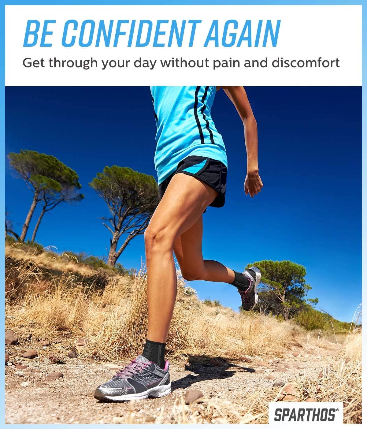 Ankle Compression Sleeve by SPARTHOS (Pair) – Plantar Fasciitis Brace with Arch Support – Foot Ankle Socks for Men and Women – Increase Blood Circulation, Reduce Swelling & Heel Spurs (Black-M) : Health & Household