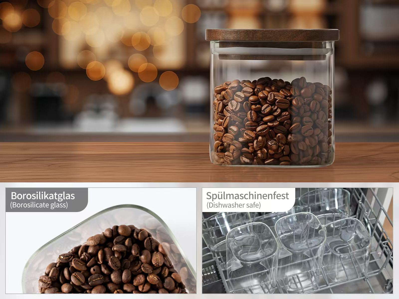 Bocaux De Rangement Carrés Empilable En Verre Borosilicate Avec Couvercle Hermétique, Boîte De Conservation Alimentaire, Rangement D - Maison