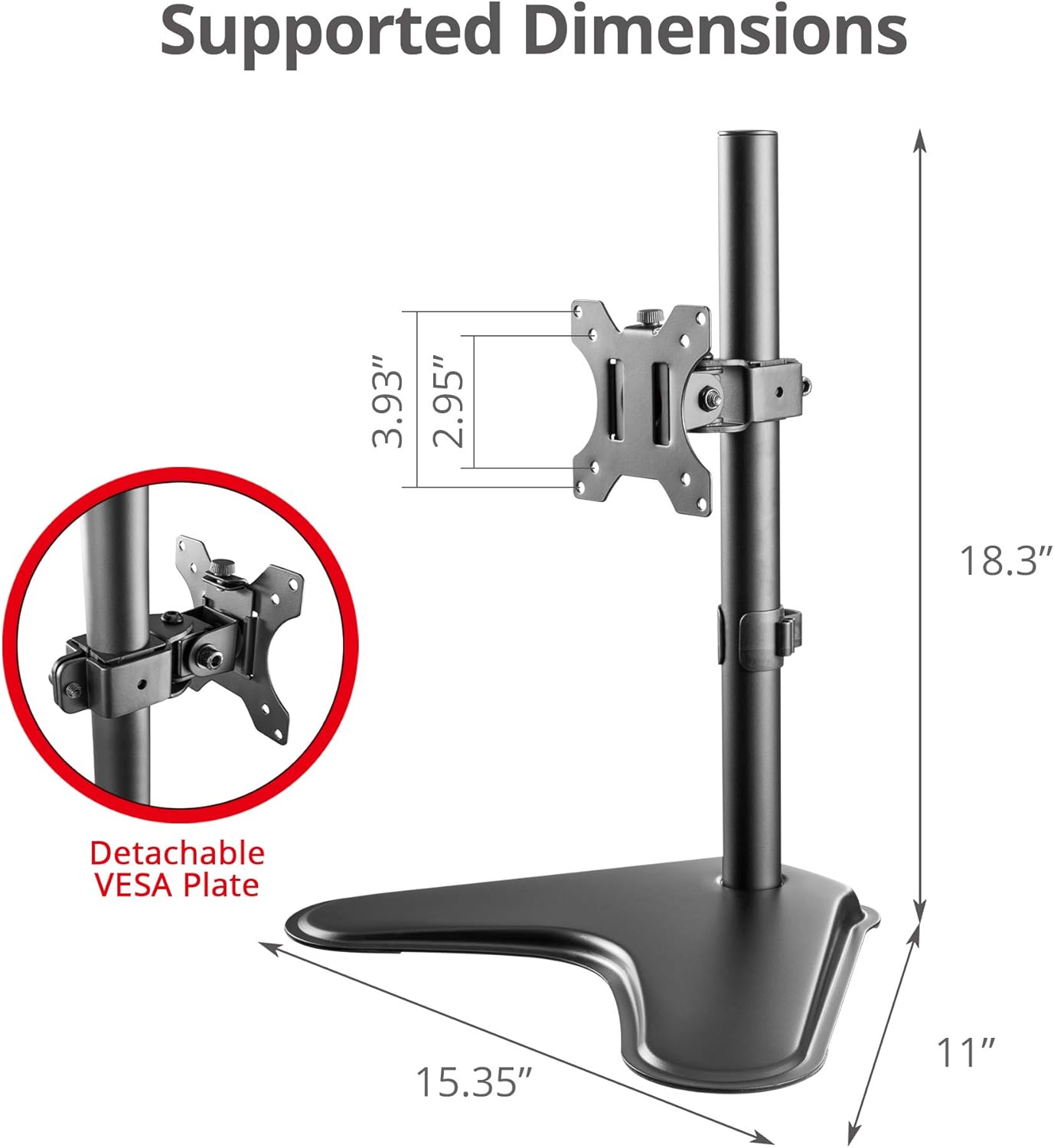 SIIG Height Adjustable Single Monitor Desk Stand for 13" to 32"