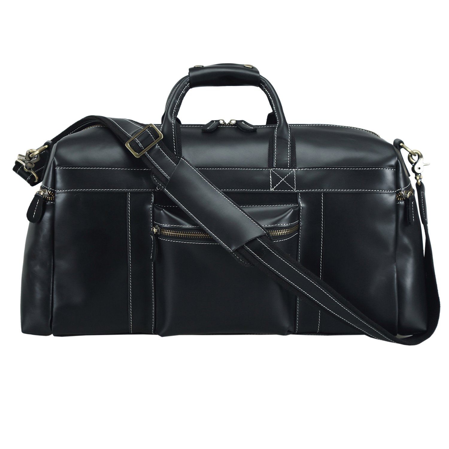 Thick Full Grain Leather Duffle Bag for Men Big Travel Overnight Weekend Sports Gym Bag