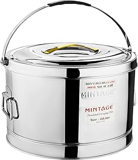 Mintage Stainless Steel Sambar Container 20 Liters | Sambar Pot with Lid | Casserole For Cooking | Canteen & Hotel Container | Biryani Box Hot & Cold |Hot Pot Picnic Jar Hot Cold 12HR Serving Pots