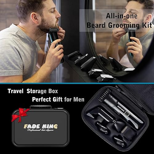 Miniatura 7 de FADEKING Recortadora de barba para hombres, recortadora de pelo profesional, impermeable, eléctrica, para nariz, cuerpo, cara y bigote, cortadora de