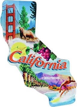 California Acrylic Magnet West Coast Souvenir, 2.5 x 4 Inches