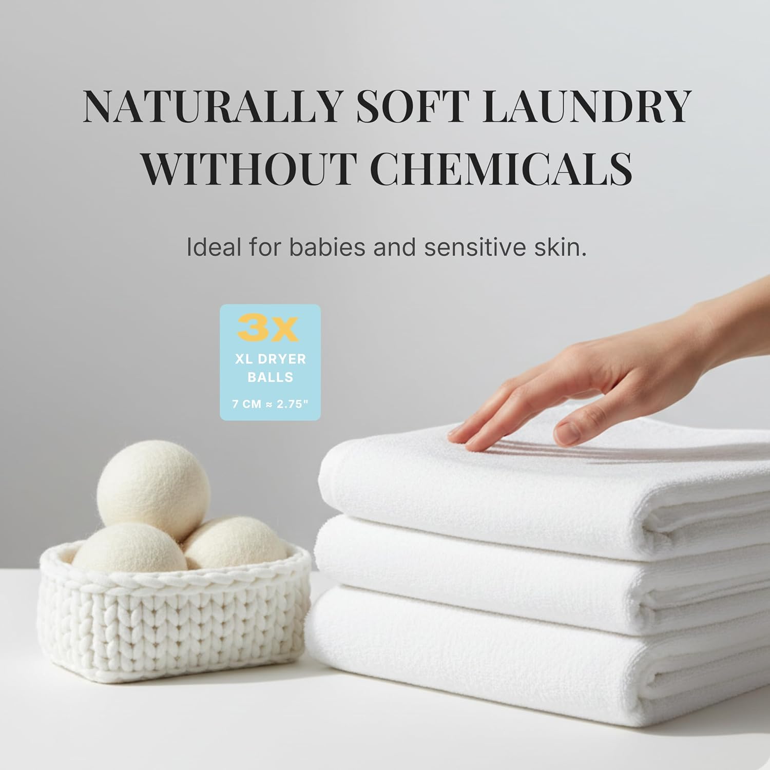 XL Wool Dryer Balls 100% New Zealand Wool 3 Pack Reusable | Natural fabric softener. Anti-static. Reduces drying time 25%. Eco-friendly alternative to dryer sheets. For clothes & linens