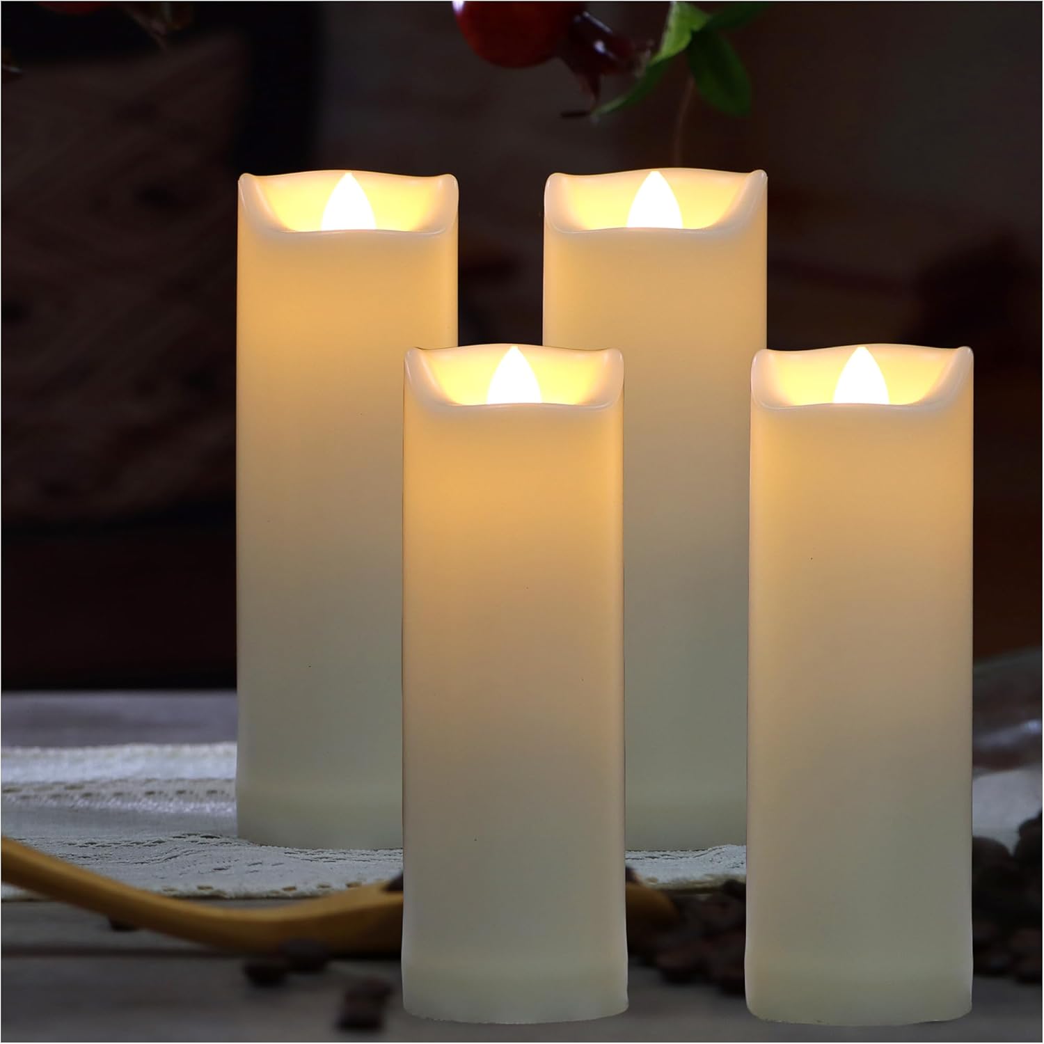 QIDEA 2”X4” Outdoor Flameless LED Candles with Remote Timer, Battery Operated Flickering Waterproof Pillar Candle Lights for Halloween Christmas Garden Wedding Decorations 2 Pack