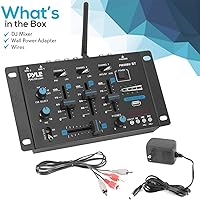 Vista 2 de Mezclador de audio inalámbrico Pyle DJ - Controlador DJ compatible con Bluetooth de 3 canales, mezclador de sonido, micrófono con función