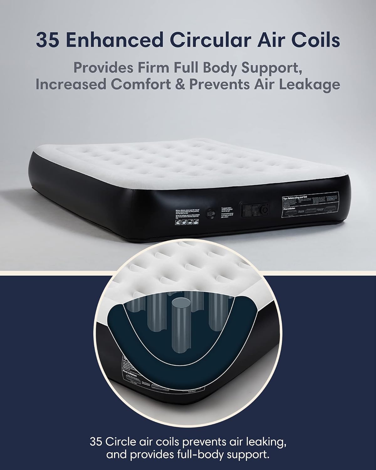 OlarHike Queen Air Mattress with Built in Pump,Durable Inflatable Blow Up Mattresses with Storage Bag for Camping,Travel&Guests,13"Airbed-High Speed Inflation Black Air Bed,Camping Accessories,Indoor : Sports & Outdoors