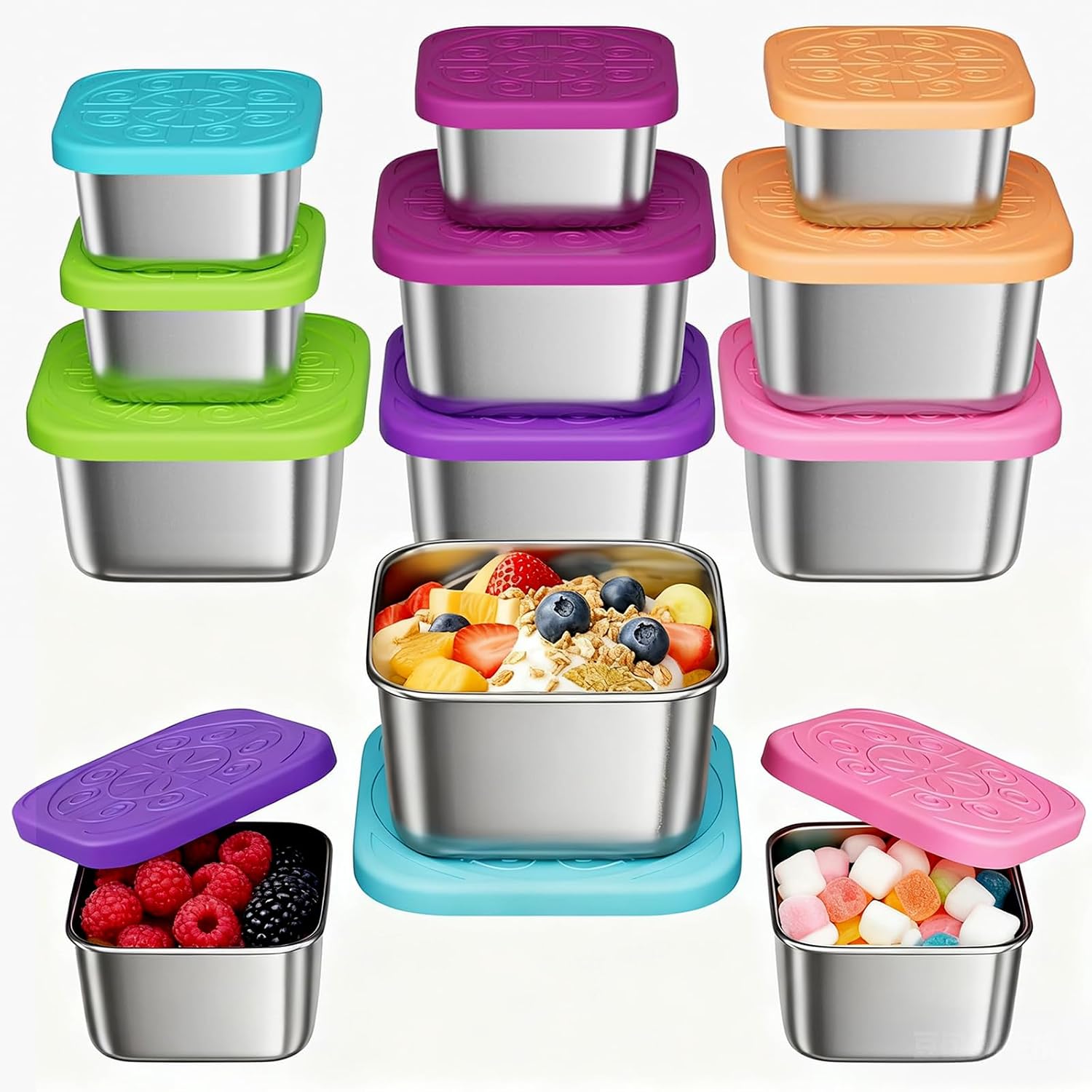 Led Container Snack Amazon.com: Dobyusf 12-Piece Stainless Steel Snack Container Set ...