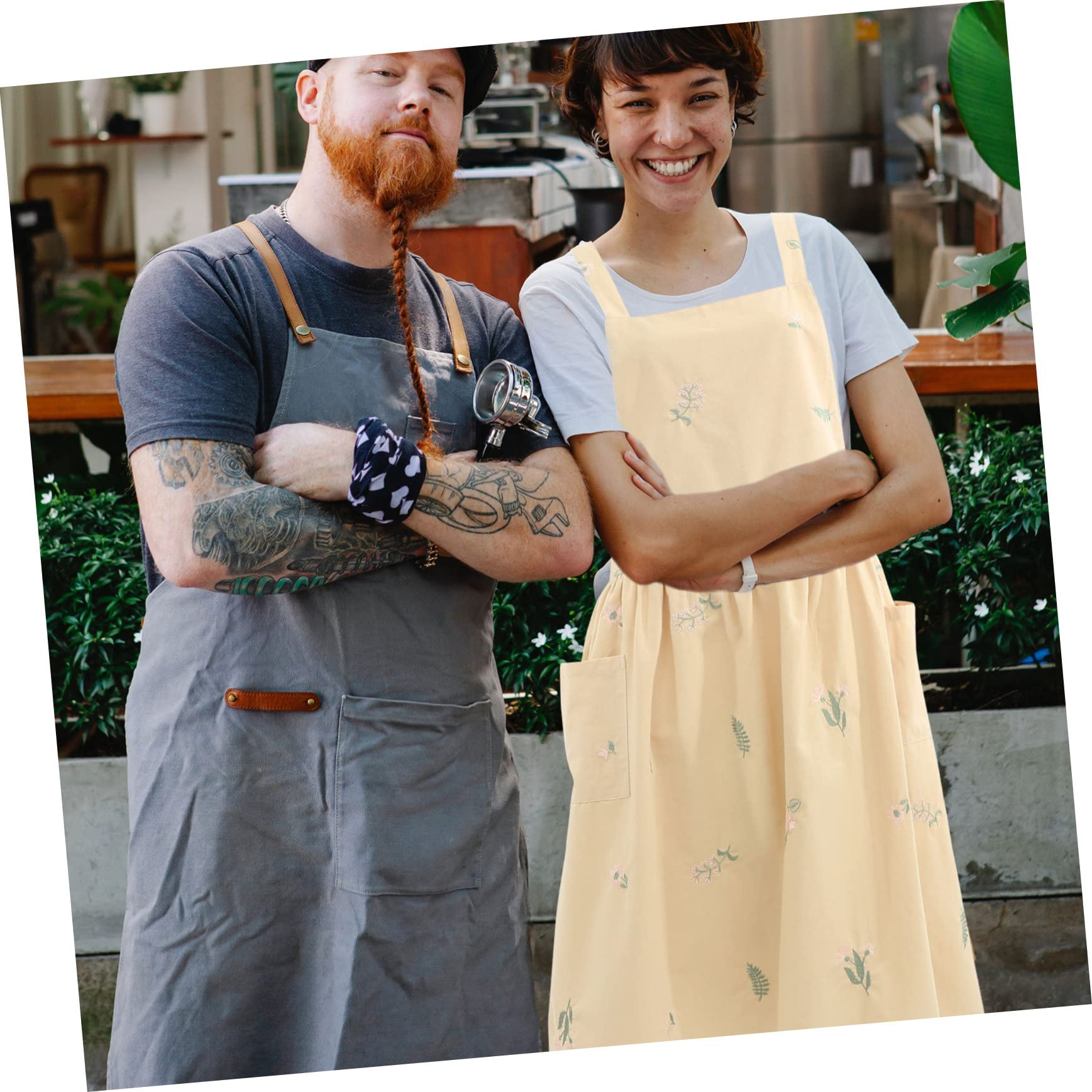delantal de moda delantal cocinero cocina delantal barbacoa Delantal multiusos apron delantal delantal de lino delantal con bolsillos delantal doméstico algodón Grey