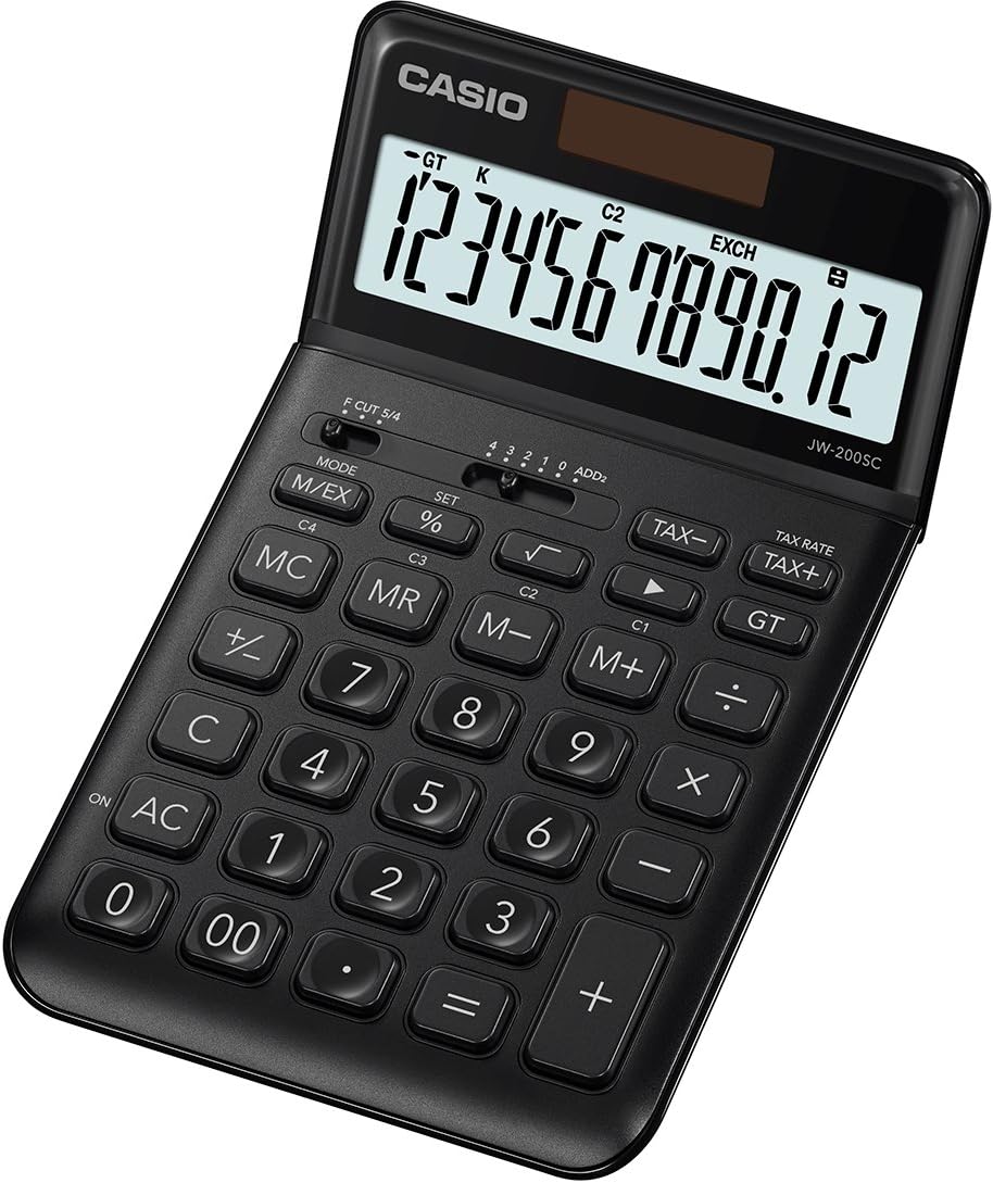 Casio JW-200SC-BK Desktop Calculator Black Solar Powered Battery Operated 109 x 11 x 184m - Image 3