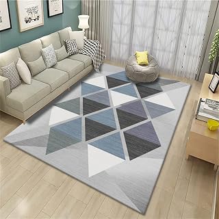 RUGMRZ Abitacion Juvenil Alfombras Bebe El Patrón Geométrico del Triángulo Gris Azul Se Puede Personalizar AntideslizanteAlfombras Niña 140X200CM