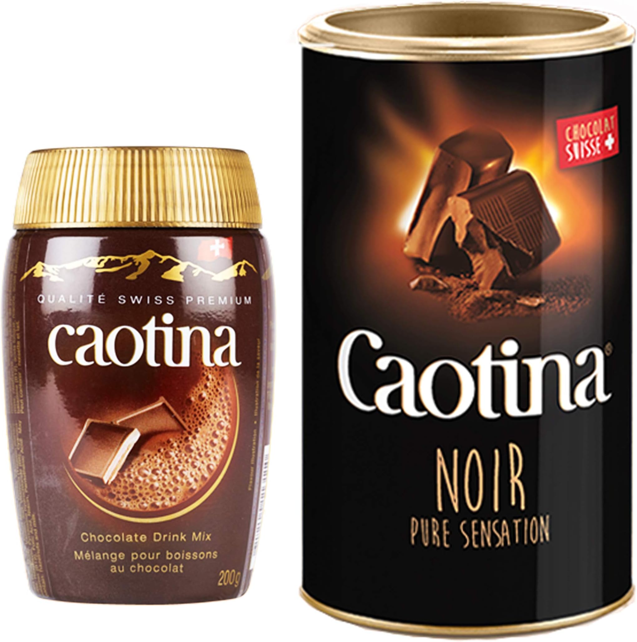 Caotina Cocoa Drink Classic 200 g and Black Cocoa Drink 500 g with Swiss Chocolate, Caotina/Switzerland