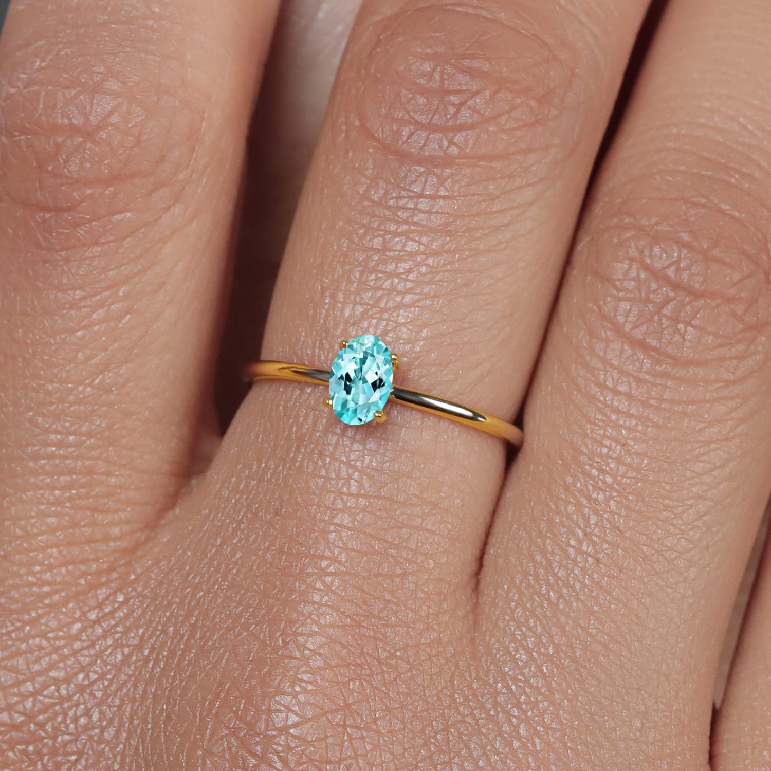 Gem Stone King 14K 2 Tone Gold Blue Apatite Solitaire Engagement Ring for Women | 0.52 Cttw | Oval 10X8MM | Gemstone Birthstone | Wedding Anniversary Promise Ring