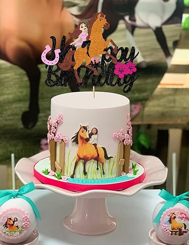 Miniatura 7 de Decoración de pastel de caballo para niña equitación caballo de feliz cumpleaños decoración para niñas dibujos animados caballo temático de feliz