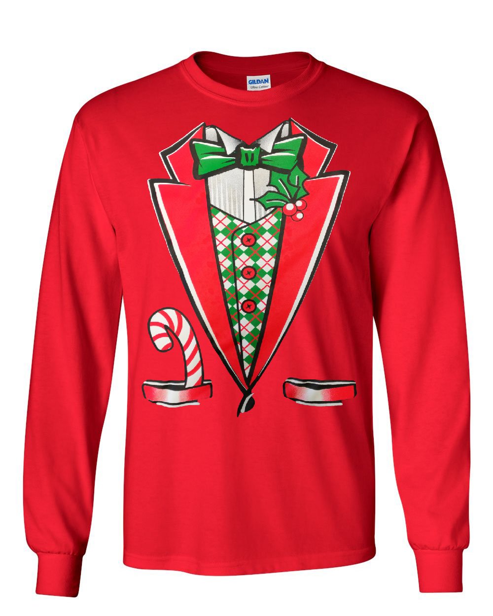 Christmas Tuxedo Long Sleeve T-Shirt Funny Xmas Santa Elf