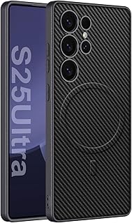 جراب حماية لموبايل سامسونج جالاكسي S24 الترا بحماية ضد السقوط، متوافق مع الشحن اللاسلكي المغناطيسي من البولي يوريثين المقاوم للحرارة، من ايكو (نسيج ألياف كربونية)