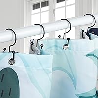 Vista 2 de Goowin Shower Curtain Hooks, 12 Pcs Shower Curtain Rings, Durable Rust Proof Black Shower Curtain Hooks, Shower Rings for Curtain, Double Glide