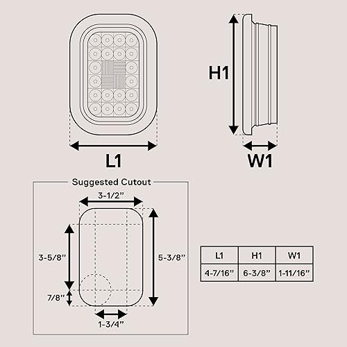 Miniatura 7 de TRUE MODS - Juego de 4 luces traseras LED rectangulares rojas de 5 x 3 x 5 pulgadas DOT FMVSS 108 SAE I6 P2 S2 (3) T OjalesTapones Sumergible Freno