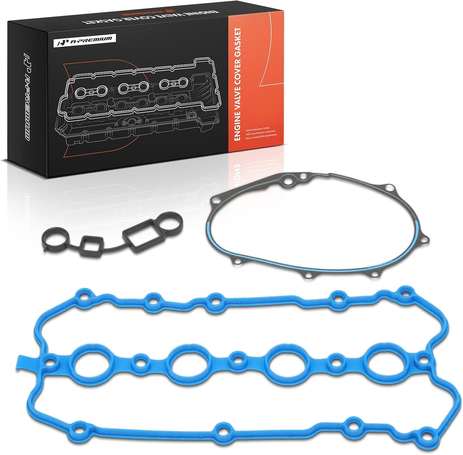 A-Premium Engine Valve Cover Gasket Set Compatible with Volkswagen, Audi Models - 2005-2013 - Jetta, Passat, Golf R, Tiguan, Eos, GTI, A3, A4 Quattro, A5, A5 Quattro, Q5, TT, L4 2.0L