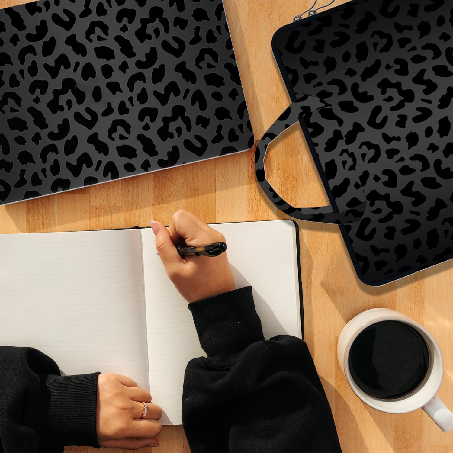 Compatible with MacBook Air 13 inch Case 2020 2019 2018 Release (A2337 M1 A2179 A1932),with Touch ID&2 Pack Keyboard Protectors,Webcam&Bag&Screen Protector(Black Leopard Cheetah Pattern)
