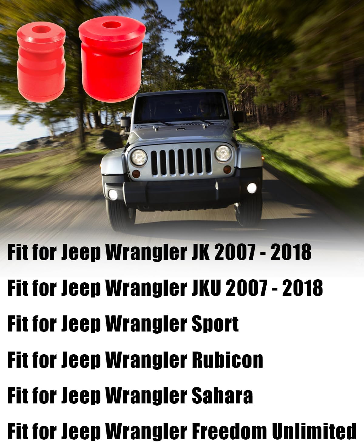 Front Rear Bump Stopper Fit for Jeep Wrangler JK JKU Rubicon Sahara Sport Freedom Unlimited 2007-2018, Complete Bump Stops Set Replace 1-1303 1-1304, 4 Pack