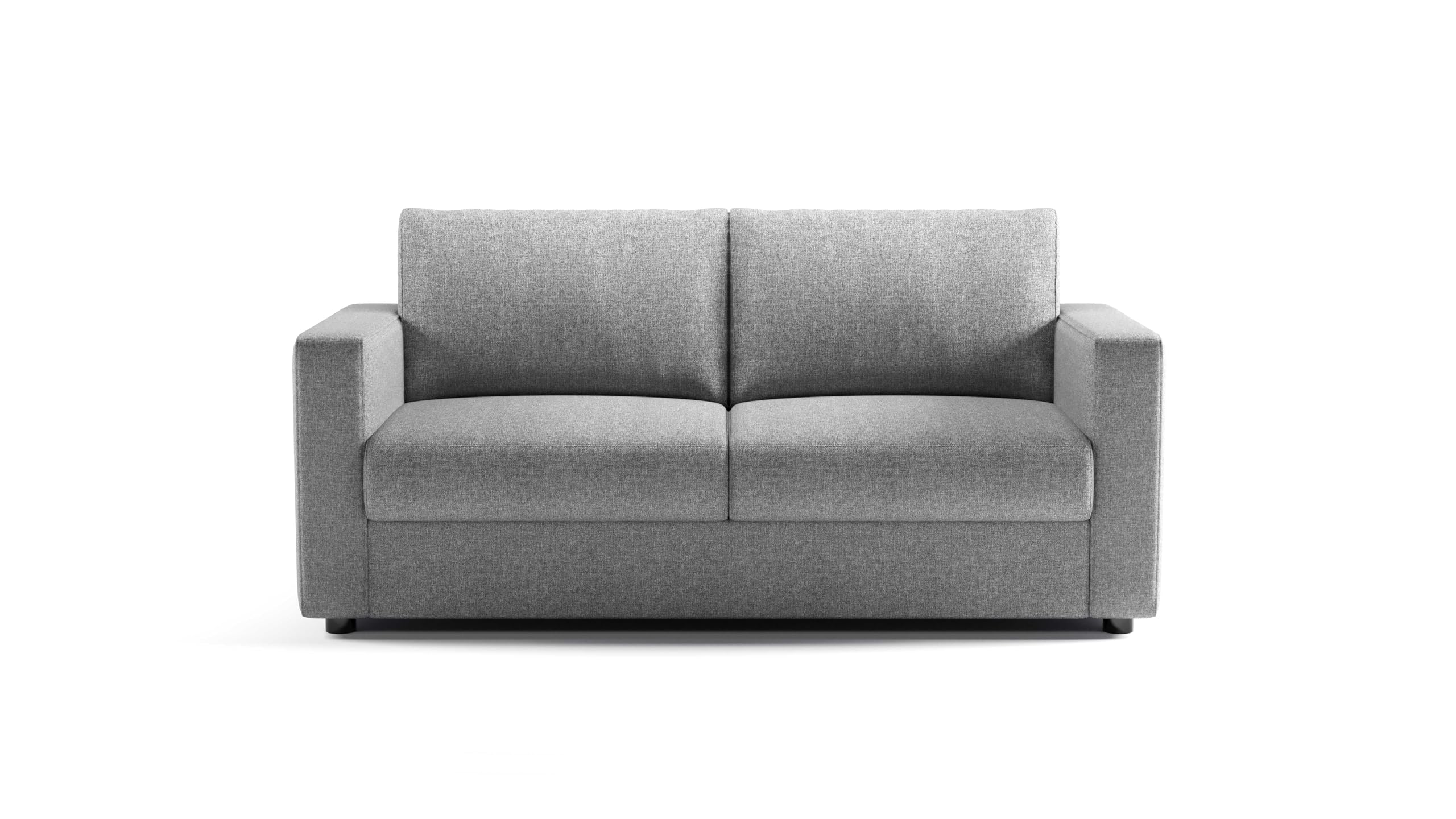 Divano Letto Denver 3 Posti Struttura in Metallo e Legno Imbottitura in Gomma di Poliuretano Rivestimento in Tessuto Rete a Doghe Materasso 140x190 cm H13 cm Colore:Silver