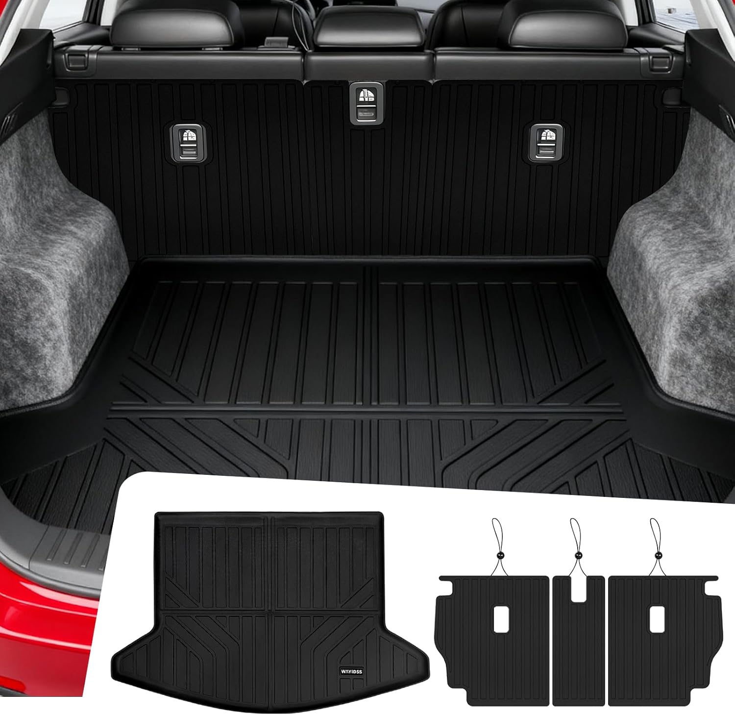 Cargo Mat with Backrest Protection for 2017-2025 Mazda CX-5,TPE All Weather Protection Cargo Liner with Velcro Rear Seats Backrest car Accessories-Black