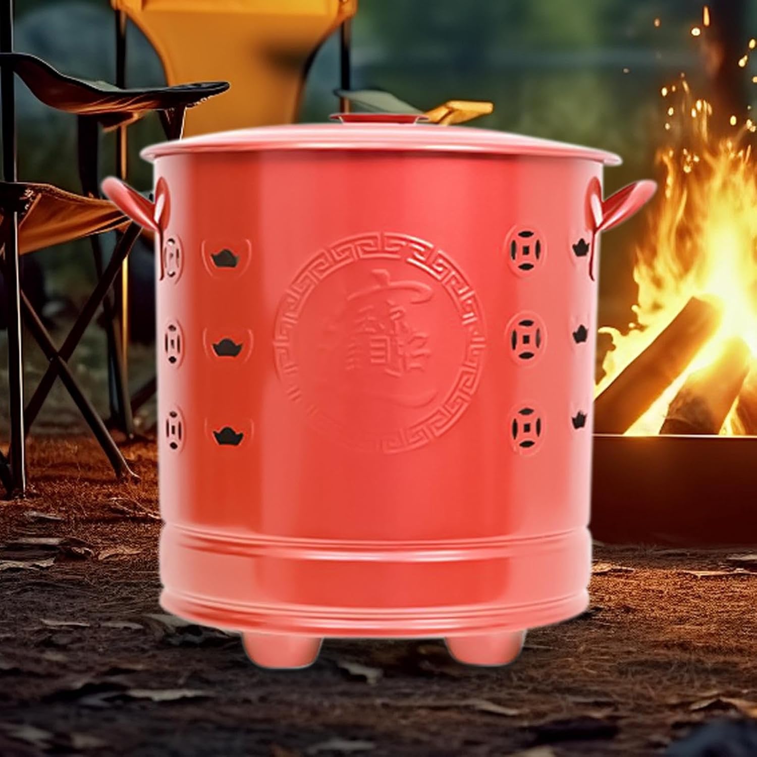 Outdoor Fire Barrel - Stainless Steel Burning Barrel, Heavy Duty Fire Pit Container, Steel Material, Backyard Yard Garden Patio Use, Trash Paper Disposal Tool, Camping Fireplace Accessory