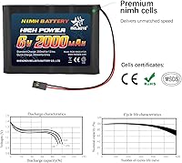 Vista 3 de melasta Batería receptora RC 6V 2000mAh recargable NiMH Receptor RX Paquete de baterías compatibles con Futaba RC Airplane Servo Controller Hitec