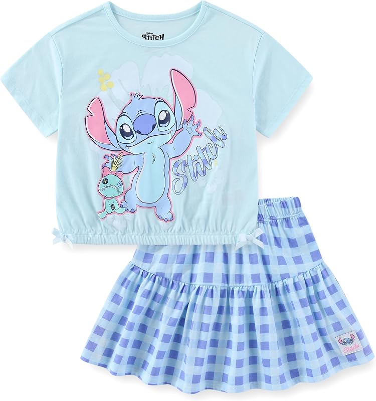 Lilo & Stitch Girls Short Sleeve T-Shirt and Skirt Set for Big Kids