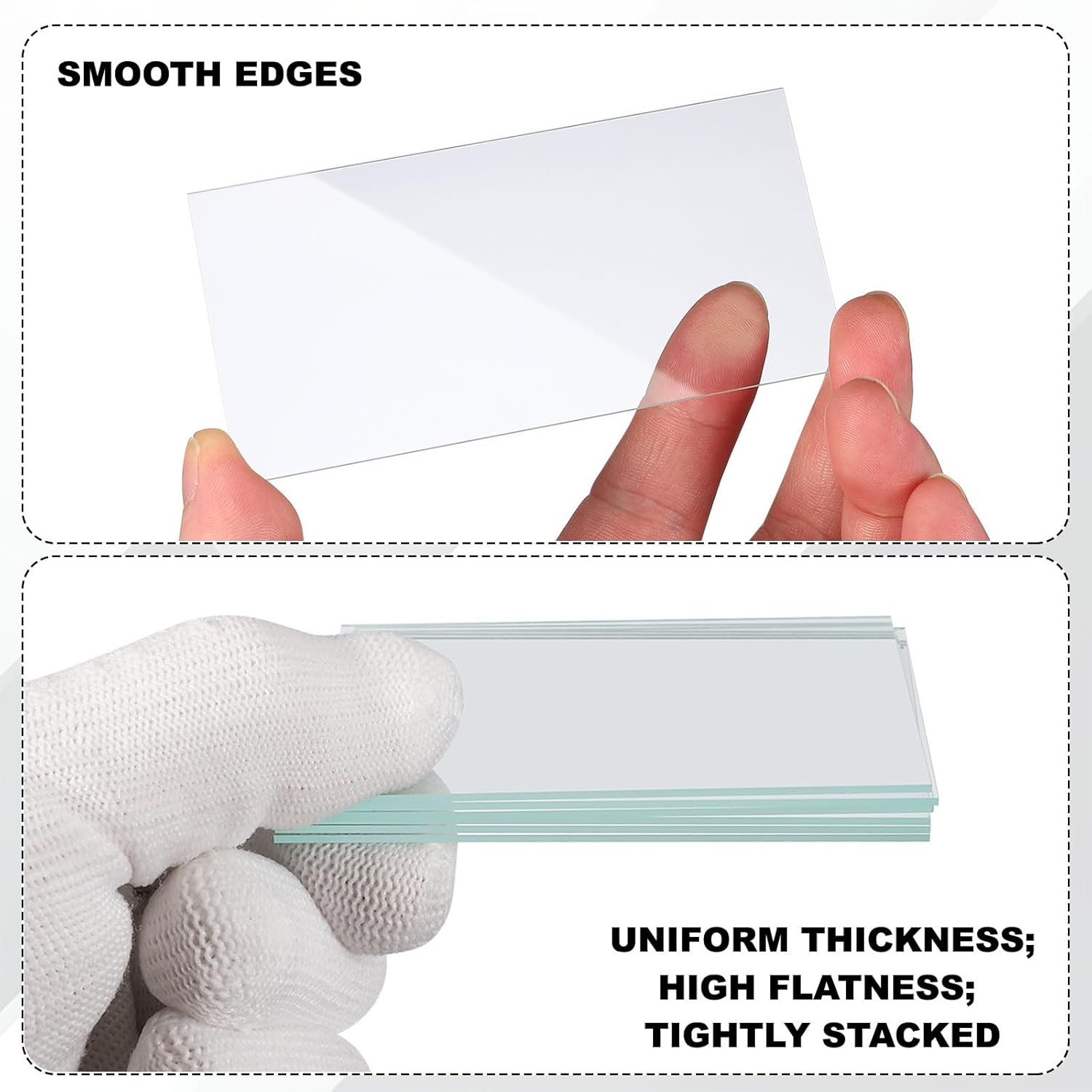 PATIKIL 50x75mm Glass Streak Plate, 6pcs Lab Glass Slides Microscope Glass Slides Optical Optically Clear Glass Slides Smooth Edges High Transparency Transparent Uniform Thickness