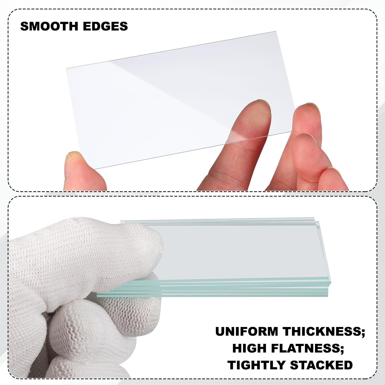 PATIKIL Lot de 4 lames en verre de laboratoire 50 x 50 mm, lames en verre optiquement transparent, bords lisses, haute transparence, épaisseur uniforme