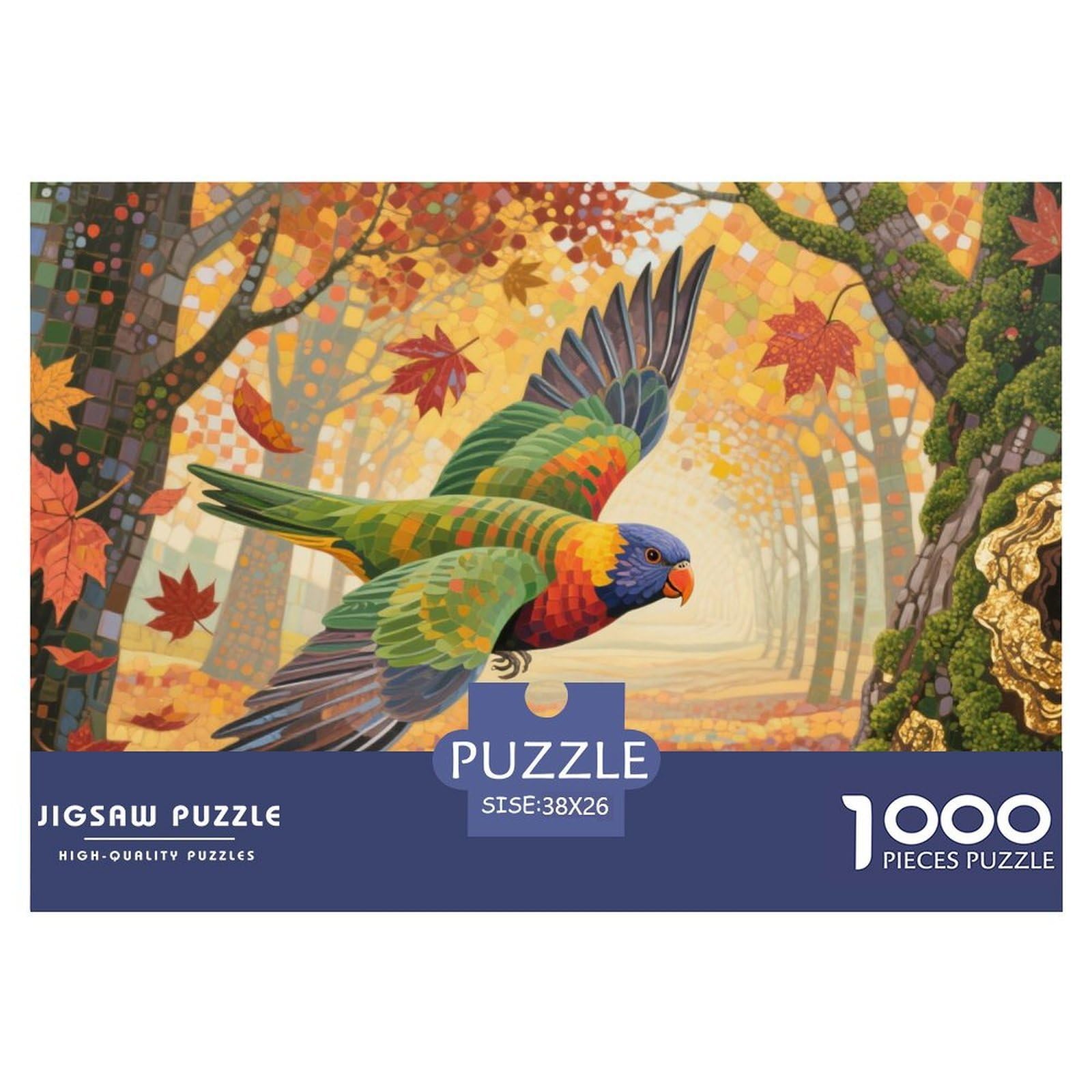 Puzzle Trichoglossus Haematodus 1000 Pieces Challenge Toy for Adults,Autumn Forest Impossible Jigsaw Puzzles 1000 Piece Educational Game for Adults Or Families 38x26cm/1000pcs