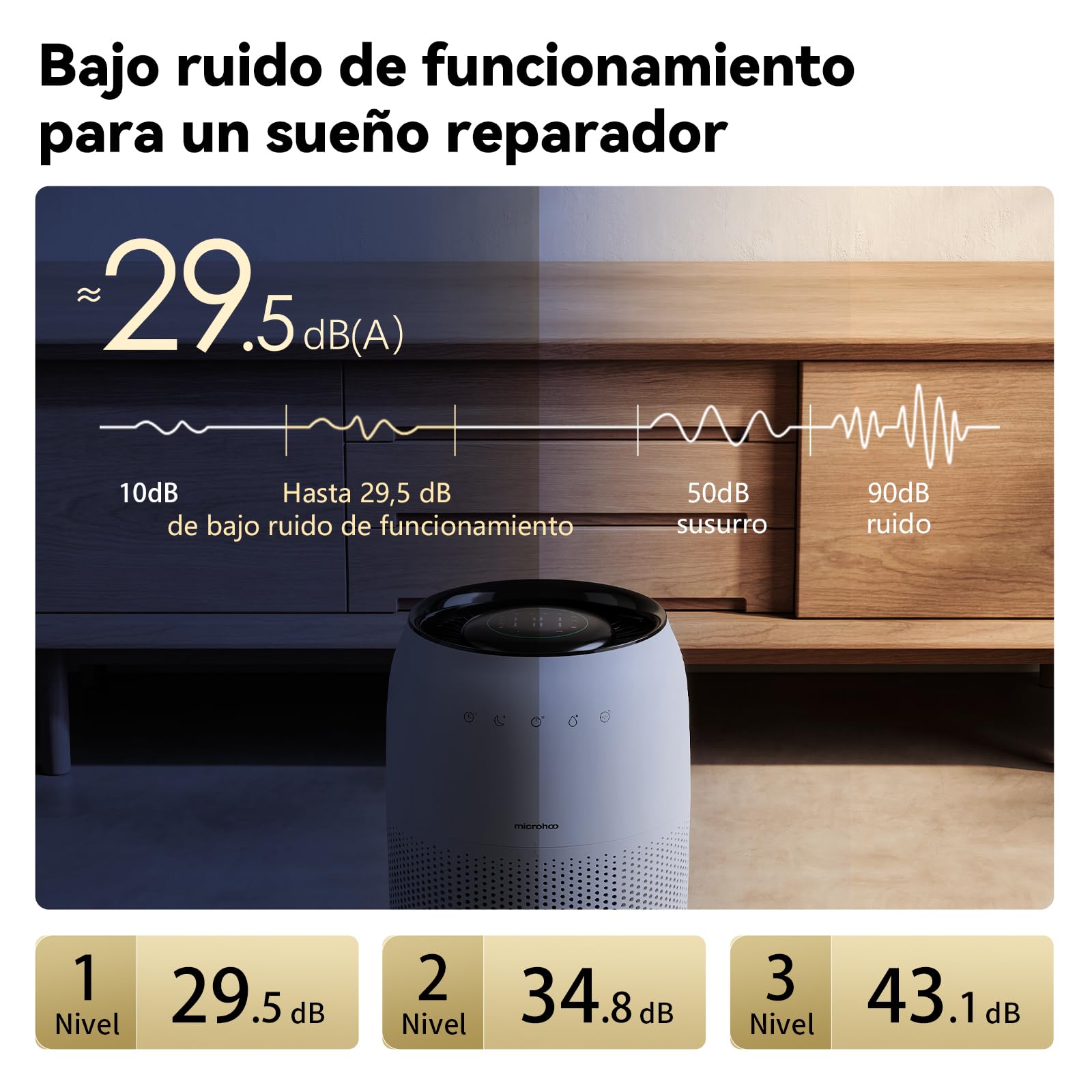 Humidificador de evaporación en frío, sin niebla, sin niebla, para personas alérgicas y embarazadas de hasta 45 m², habitación infantil, habitación de bebé, dormitorio, purificador de aire
