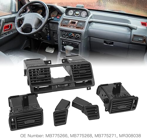 Miniatura 3 de Kit de ventilación de aire para salpicadero, 5 piezas de ventilación central de tablero de instrumentos ABS, ventilación de aire MB775268 compatible