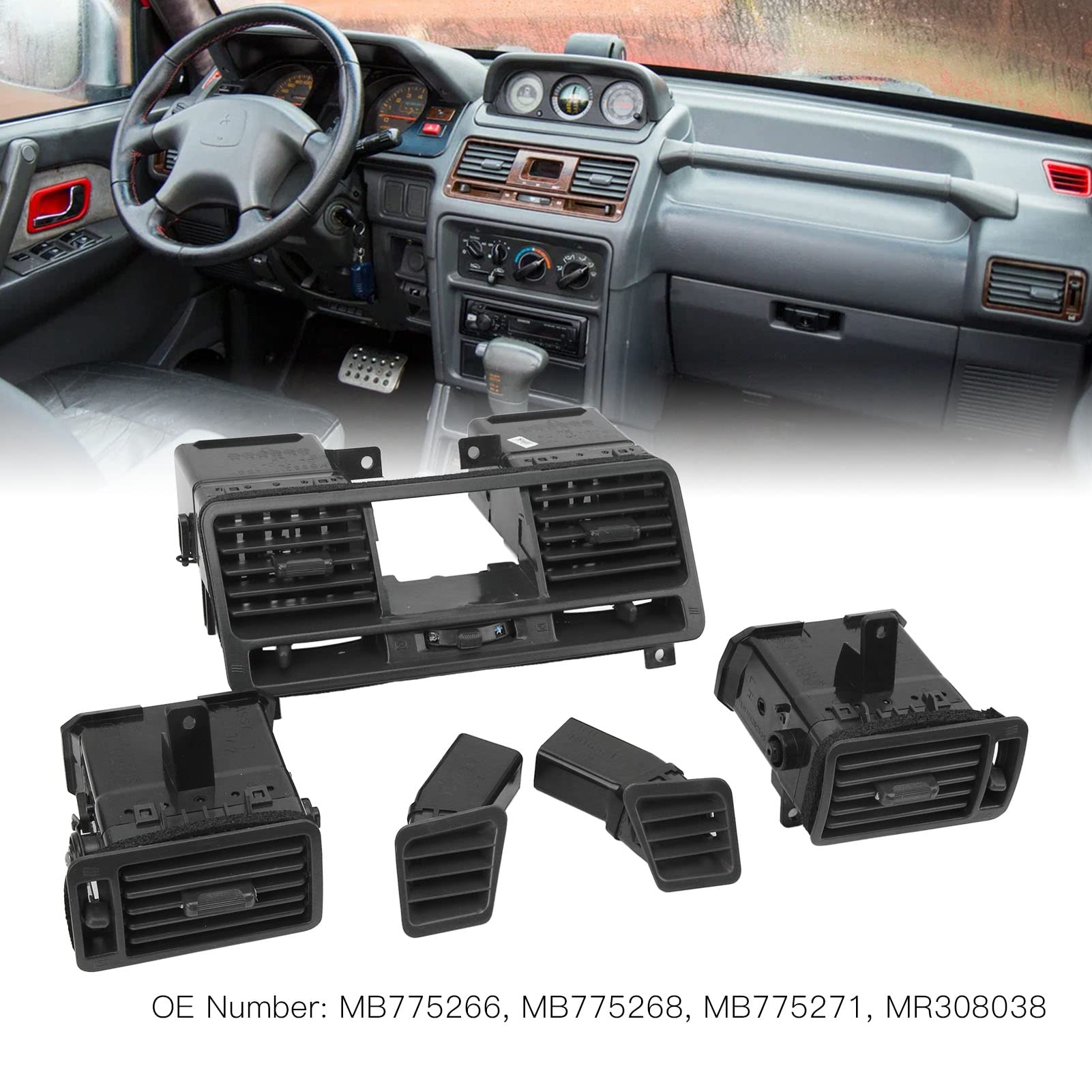 Dashboard Air Outlet Center MB775266 MB775268 MB775271 Wymiana dla Pajero Montero 1990-2004 z Materiałem ABS o Wysokiej Wytrzymałości