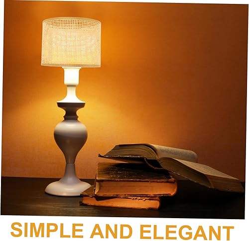 Miniatura 6 de 1 pantalla redonda de ratán natural, pantalla de mesa de ratán de malla, pantalla de lámpara de ratán para sala de estar, cocina, dormitorio (a