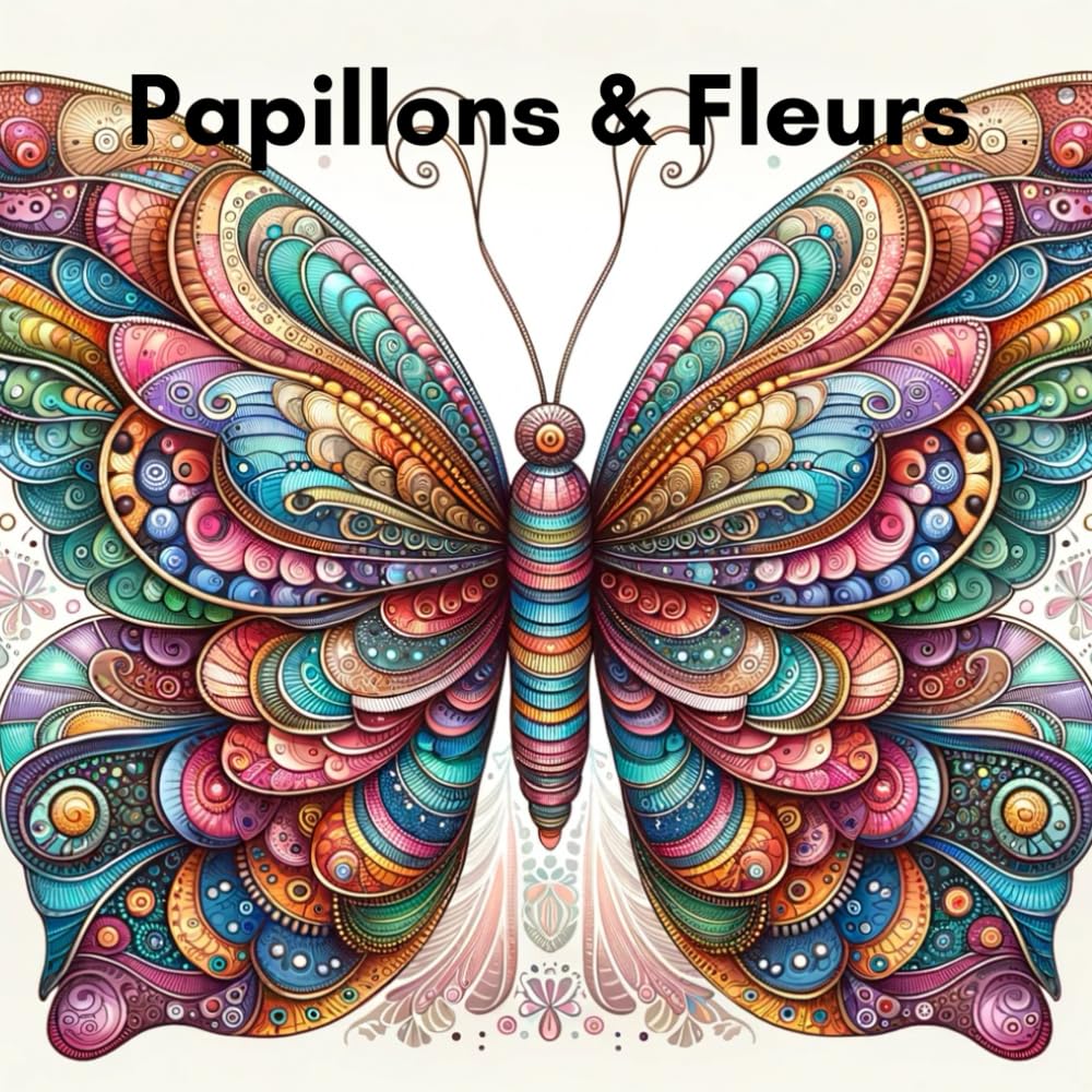 Livre de coloriage pour adultes contre le stress : motifs sereins fleurs et papillons pour se détendre