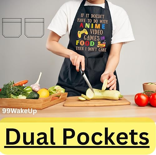 Miniatura 5 de Divertido juego de anime, diseño de videojuegos, con temática de comida, delantal, talla única, cocina para hombres y mujeres