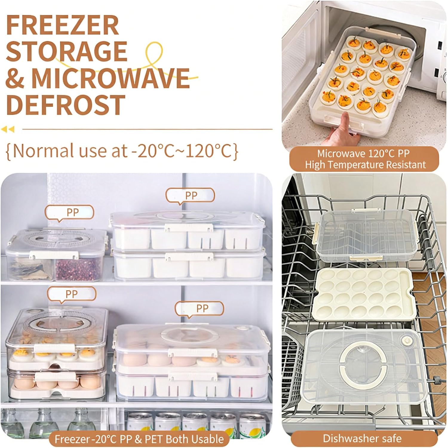 Layer Eggs Storage Box with Detachable Inserts Perfect for Parties Picnics and Kitchen Organization Stackable Eggs Holder
