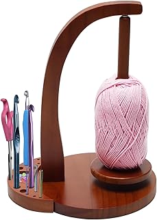 eZAKKA Crochet Yarn Holder, Upgraded Magnetic Wooden Yarn Stand with Organizer Base, Portable Crochet Yarn Holder Spinner for Knitting Accessories and Crochet Tools, Perfect Crochet Gift for Women