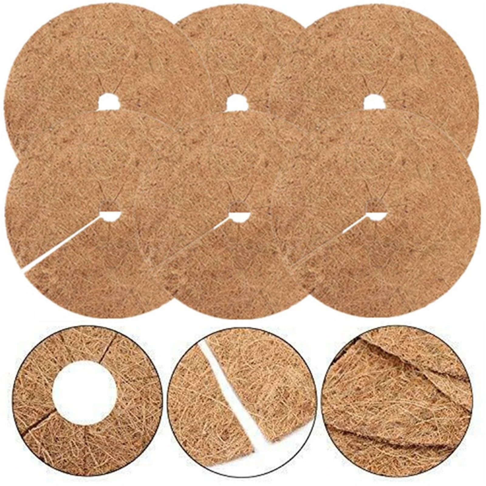 Kokosmatte 6er-Pack Kokosnussmulchschalen, Durchmesser 30 cm, Winterschutz for Pflanzen, Pflanzgefäße