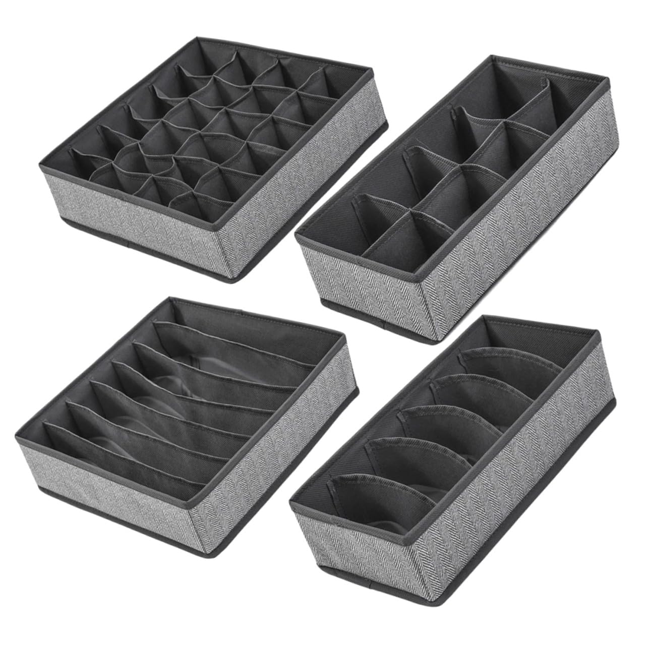 NUOBESTY 4 pezzi Organizer Cassetti Pieghevoli in Tessuto Non Tessuto e Oxford per Intimo Calzini e Biancheria Divisori Armadio Compatto Grigio Resistente e Durevole per Ordinare Mutande e
